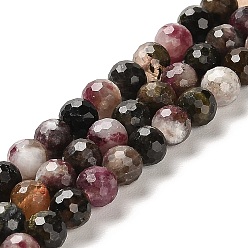 Tourmaline Natural Tourmaline Beads Strands, Faceted Round, 5.8~6.8mm, Hole: 0.9mm, about 62~66pcs/strand, 15.04''~15.35''(38.2~39cm)
