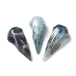 Moss Agate Natural Moss Agate Home Display Decoration, Reiki Energy Stone, Crow Mouth, 61~66x24~25x16~18mm