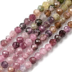 Tourmaline Natural Tourmaline Beads Strands, Faceted Round, 2mm, Hole: 0.5mm, about 184pcs/strand, 15.51 inch(39.4cm)