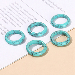 Synthetic Turquoise Synthetic Turquoise Plain Band Finger Rings, Inner Diameter: 18~20mm