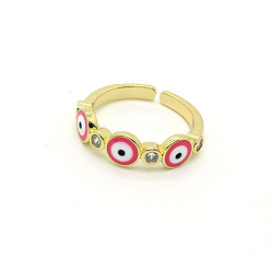 Red Three-Eyed Rings Retro Devil Eye Ring with Colorful Metal Turkish Evil Eye Open Mouth Design