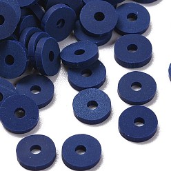 Prussian Blue Eco-Friendly Handmade Polymer Clay Beads, Disc/Flat Round, Heishi Beads, Prussian Blue, 6x1mm, Hole: 2mm, about 23500pcs/1000g