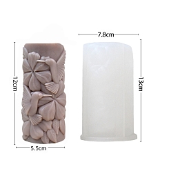 White Food Grade DIY Silicone Candle Molds, For Candle Making, Flower & Bird, White, 7.8x13cm