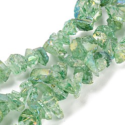 Темный Морско-зеленый Гальванические природный кварц бисер пряди, самородки, темно-зеленый, 2~7x5~14x5~14 мм, отверстие : 0.8 мм, около 80~82 шт / нитка, 15.16'' (38.5 см)