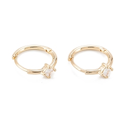 Real 14K Gold Plated Brass Micro Pave Clear Cubic Zirconia Hoop Earring Findings, Ring, Real 14K Gold Plated, 4 Gauge(5.19mm), 17.5x14.5x5mm, Pin: 0.6mm