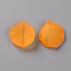 Orange Transparent Frosted Acrylic Pendants, Petaline, Orange, 16x14.5x3mm, Hole: 1.6mm