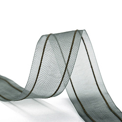 Шифер Серый Плоская нейлоновая шифоновая лента, для изготовления ювелирных изделий DIY, подарочная упаковка, шифер серый, 1 дюйм (25 мм), около 9.84 ярдов (9 м) / рулон