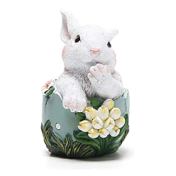 Rabbit Easter Resin Rabbit Figurine Display Decorations, for Car Home Office Ornament, Rabbit Pattern, 80x70x140mm