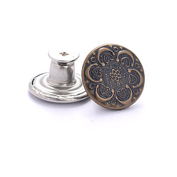 Flower Alloy Button Pins for Jeans, Nautical Buttons, Garment Accessories, Round, Flower, 17mm
