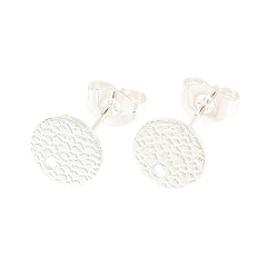 Серебро 304 Выводы серьги из нержавеющей стали шпилька, плоско-круглые, серебряные, 8 мм, отверстие : 1.2 мм, штифты : 0.8 мм