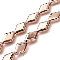 Светло-Золотое Покрытие Стеклянные бусины с гальваническим покрытием , ромб, свет позолоченные, 15x10.5x5 мм, отверстие : 1 мм, около 27 шт / нитка, 15.12'' (38.4 см)