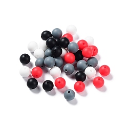 Red Round Food Grade Eco-Friendly Silicone Focal Beads, Chewing Beads For Teethers, DIY Nursing Necklaces Making, Red, 12mm, Hole: 2.5mm, 4 colors, 10pcs/color, 40pcs/bag