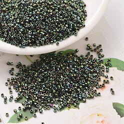 (DB0027) Металлический Темно-зеленый Ирис Бусины miyuki delica, цилиндр, японский бисер, 11/0, (дб 0027) металлический темно-зеленый ирис, 1.3x1.6 мм, отверстие : 0.8 мм, Около 2000 шт / 10 г