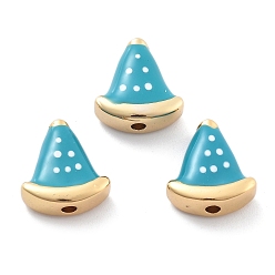 Темно-Голубой Стойки обшивки латунные бусины, с эмалью, долговечный, без свинца, без кадмии и без никеля, арбуз, глубокое синее небо, 12x11.5x5 мм, отверстие : 1.8 мм