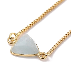 Natural Gemstone Natural Aquamarine Slider Bracelets, with Real 18K Gold Plated Brass Box Chain, Faceted, Triangle, Inner Diameter: 0.31~2.87 inch(8~73mm)