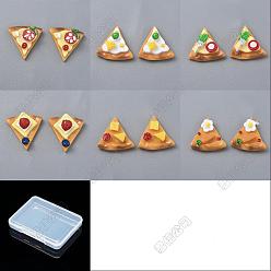 Couleur Mélangete 30 pièces 6 styles cabochons pizza en résine opaque, couleur mixte, 21.5~24.5x22.5~24x7~12mm, 5 pcs / style