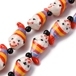 Разноцветный Фарфоровые бусины ручной работы, клоун, красочный, 26x14x12.5 мм, отверстие : 2.5 мм, около 15 шт / нитка, 13.39 дюйм (34 см)