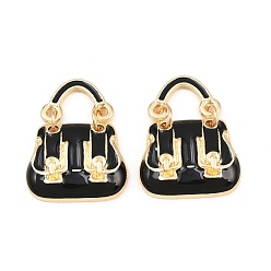 Черный Подвески из эмали и сплава, стойки покрытие, прелести мешков, без кадмия, без никеля и без свинца, золотые, чёрные, 26x20x5 мм, отверстие : 9x6.5 мм