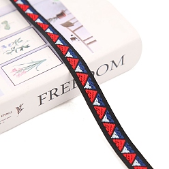 Красный 50 ярдов небольшой свежий полиэстеровый треугольный жаккардовый ленты в этническом стиле, для этнических аксессуаров одежды, красные, 1/2 дюйм (12 мм)