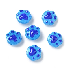 Темно-Голубой Стеклянные эмалевые бусины ручной работы, отпечаток лапы, окрашенная и подогревом, глубокое синее небо, 13.5x15x9~9.5 мм, отверстие : 1 мм