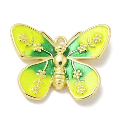 Желтый Подвески из латуни с эмалью в стойку, долговечный, без свинца и без кадмия, бабочки прелести, реальный 18 k позолоченный, желтые, 14.5x22.5x3 мм, отверстие : 1.5 мм