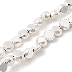 с Покрытием Серебра Стеклянные бусины с гальваническим покрытием , барабан, граненые, со серебряным покрытием, 5.5x3.5 мм, отверстие : 1 мм, около 86~88 шт / нитка, 16.14~16.54'' (41~42 см)
