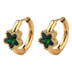 Зеленый 304 серьги-кольца со звездами из нержавеющей стали, ионное покрытие (ip), золотые, зелёные, 16.5x18x8.5 мм