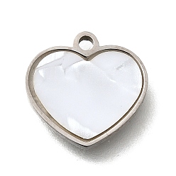 Нержавеющая Сталь Цвет 304 из нержавеющей стали сердце прелести, с пластиковой имитацией оболочки, цвет нержавеющей стали, 11.5x12x1.5 мм, отверстие : 1.4 мм