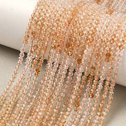 Цитрин Нагретые нити из натуральных цитриновых бусин, граненые, круглые, класс АА, 3~3.2x3~3.3 мм, отверстие : 0.7 мм, около 126~128 шт / нитка, 15.12''~15.28'' (38.4~38.8 см)