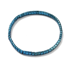 Blue Plated PVD Vacuum Plating Non-magnetic Synthetic Hematite Stretch Bracelets, Blue Plated, 1/4x1/8 inch(0.5x0.3cm), Inner Diameter: 2-5/8~2-7/8 inch(6.8~7.2cm)
