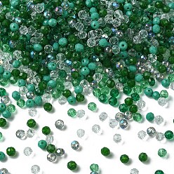 Green Glass Beads, Mixed Style, Faceted Rondelle, Green, 4x3.5mm, Hole: 1mm, about 500pcs/bag
