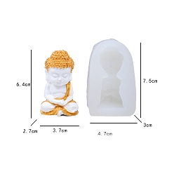 White DIY Buddha Silicone Candle Molds, Resin Casting Molds, For UV Resin, Epoxy Resin Jewelry Making, White, 7.5x4.7x3cm
