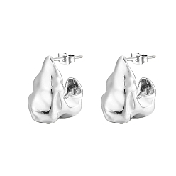 Stainless Steel Color 304 Stainless Steel Nugget Stud Earrings, Half Hoop Earrings, Stainless Steel Color, No Size