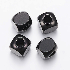 Electrophoresis Black 304 Stainless Steel Beads, Cube, Electrophoresis Black, 6x6x6mm, Hole: 3mm