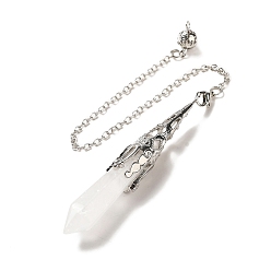 Хрусталь Натуральный кристалл кварца, с латунной фурнитурой , пуля, 260~270 мм, отверстие : 1.5 мм