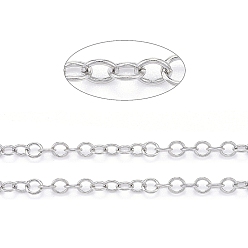 Stainless Steel Color 304 Stainless Steel Rolo Chains, Belcher Chains, Unwelded, with Spool, Stainless Steel Color,2.6x0.4mm, about 32.8 Feet(10m)/roll