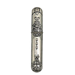 Antique Silver Alloy Rhinestone Sewing Needle Holder Storage Case, Needle Tube Toothpick Storage Organizer Box for Hand Craft Knitting, Antique Silver, 88x15mm