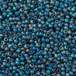 (167BDF) Transparent AB Frost Teal TOHO Round Seed Beads, Japanese Seed Beads, (167BDF) Transparent AB Frost Teal, 11/0, 2.2mm, Hole: 0.8mm, about 1110pcs/bottle, 10g/bottle