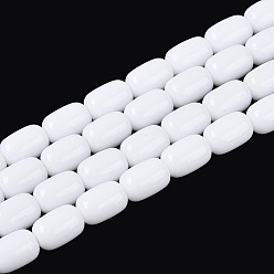 Белый Непрозрачное стекло бисер нитей, баррель, белые, 9x6 мм, отверстие : 0.7~1 мм, около 42~44 шт / нитка, 14.57~15.75'' (37~40 см)