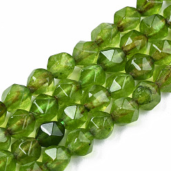 Lime Green Natural White Jade Beads Strands, Dyed, Faceted, Star Cut Round Beads, Lime Green, 5.5~6x5~6mm, Hole: 0.8mm, about 63~64pcs/strand, 14.45~14.72 inch(36.7~37.4cm)