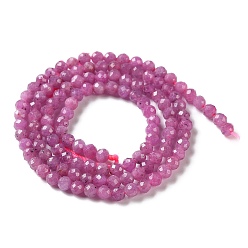 Ruby Natural Ruby Beads Strands, Faceted Round, 3.5mm, Hole: 0.6mm, about 140pcs/strand, 15.12''(38.4cm)