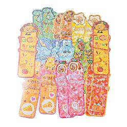 Mixed Color 20 Sheets Laser Cute Paper Bookmark, Waterproof Bookmarks for Booklover, Rectangle with Food Pattern, Mixed Color, 125x42~46x0.4mm