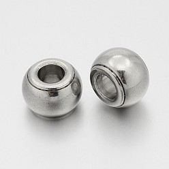 Stainless Steel Color Rondelle 201 Stainless Steel Large Hole Beads, Stainless Steel Color, 13x9mm, Hole: 6mm