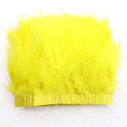 Yellow Turkey Feather Fringe Trimming, Costume Accessories, Dyed, Yellow, 5-1/8 inch(130mm), about 2.19 Yards(2m)/Bag