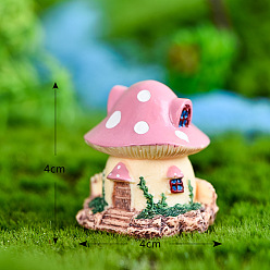 Pink Resin Miniature Mini Mushroom House, Home Micro Landscape Decorations, for Fairy Garden Dollhouse Accessories Pretending Prop Decorations, Pink, 40x40mm