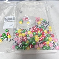 (52) Непрозрачная лаванда Наборы для изготовления браслетов своими руками, включая непрозрачные акриловые бусины в виде спортивных мячей и кристально чистую эластичную нить., бейсбол, разноцветные, 11x10.5 мм, отверстие : 4 мм