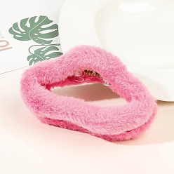 Hot Pink Fluffy Claw Hair Clips for Women, with Plastic Findings, Cloud, Hot Pink, 125x65x60mm