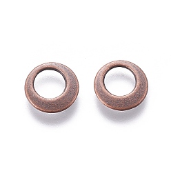 Red Copper Alloy Charms, Donut, Lead Free and Cadmium Free, Red Copper, 12x2mm, Hole: 8mm