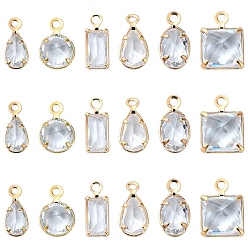 Прозрачный 20Шармы из латуни с кубическим цирконием, разнообразные, прозрачные, 8~9x3.5~6.5x2~3 мм, отверстие : 0.9~1 мм