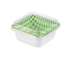 Light Green Macaron Color Tartan Pattern PET Cake Box, Picnic Snack Box, Rectangle, Light Green, 120x90x65mm